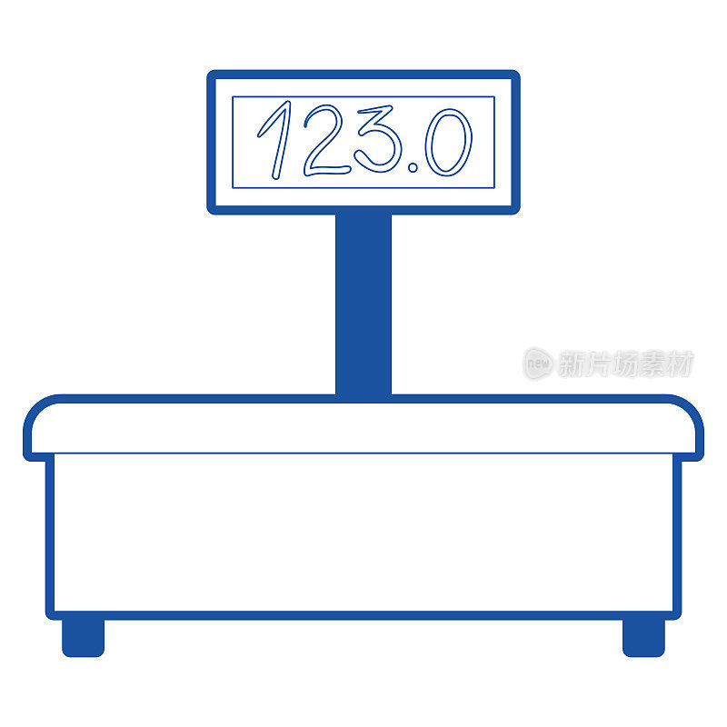 machine of weighing icon in blue silhouette
